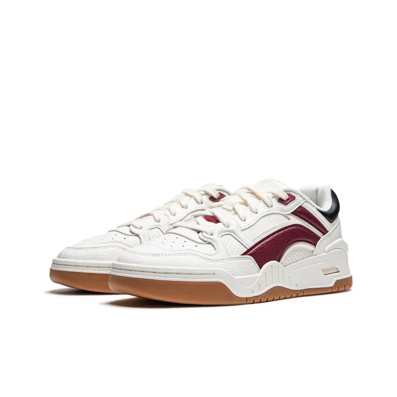 LiNing Moon White 2.0 Anti Slip And Wear Resistant Breathable Low Top Skateboard Shoes Women's White Red-2