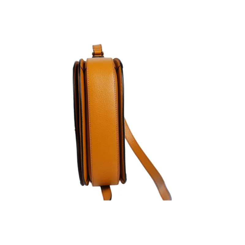 GUCCI Ophidia Webbing Canvas With Leather Saddle Bag, Crossbody Bag, Shoulder Bag Trumpets Women's Brown & Orange-6