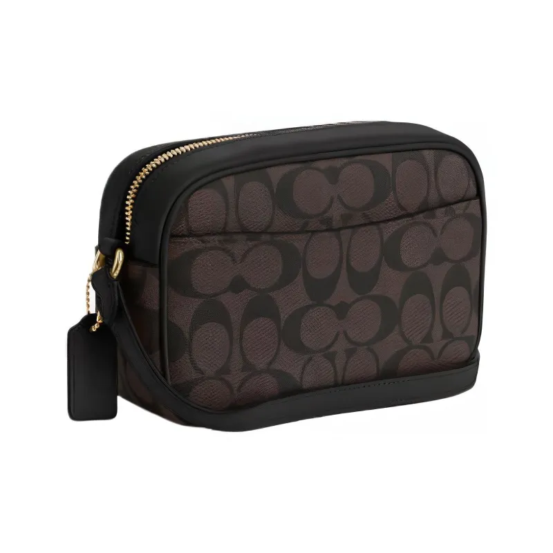 COACH Jamie Coated Canvas Camera Bags Shoulder Bag Crossbody Bag Small Size Women's Gold & Brown Black-1