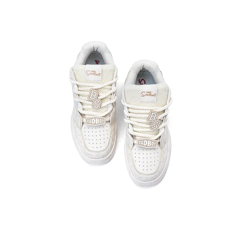 The Simpsons Skateboard Shoes Unisex Low Top Mismatched/Beige-9