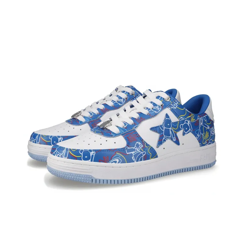 Medicom Toy x A BATHING APE STA Stylish Skateboarding Shoes Unisex Blue Camouflage-2