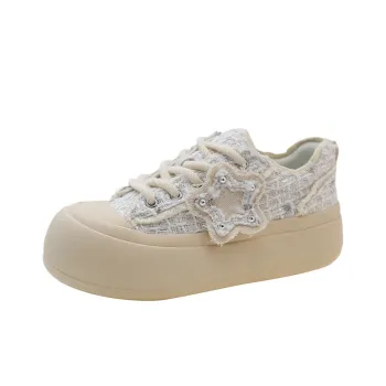 KARLIE KELLER Anti-Slip And Wear-Resistant Balance Coverage Low-Top Skateboard Shoes Women's White