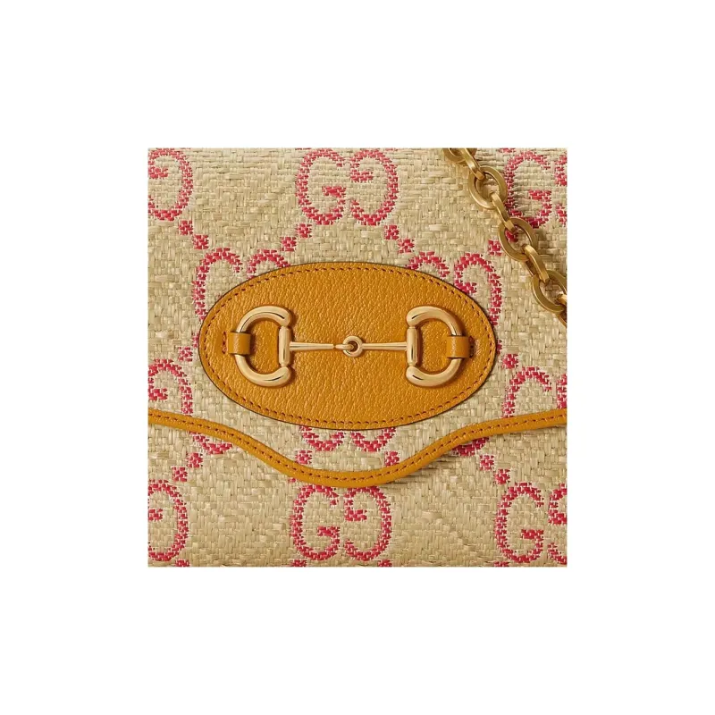 GUCCI Horsebit 1955 Straw Woven Saddle Bag, Shoulder Bag Women's-8