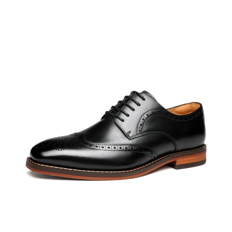 FAPAI Dress Shoes Men Low Top Brown/Black-1