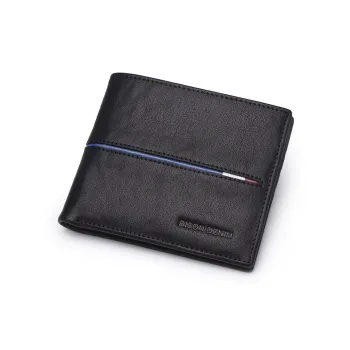BISON DENIM Cow Leather Wallet Regular Men's Black