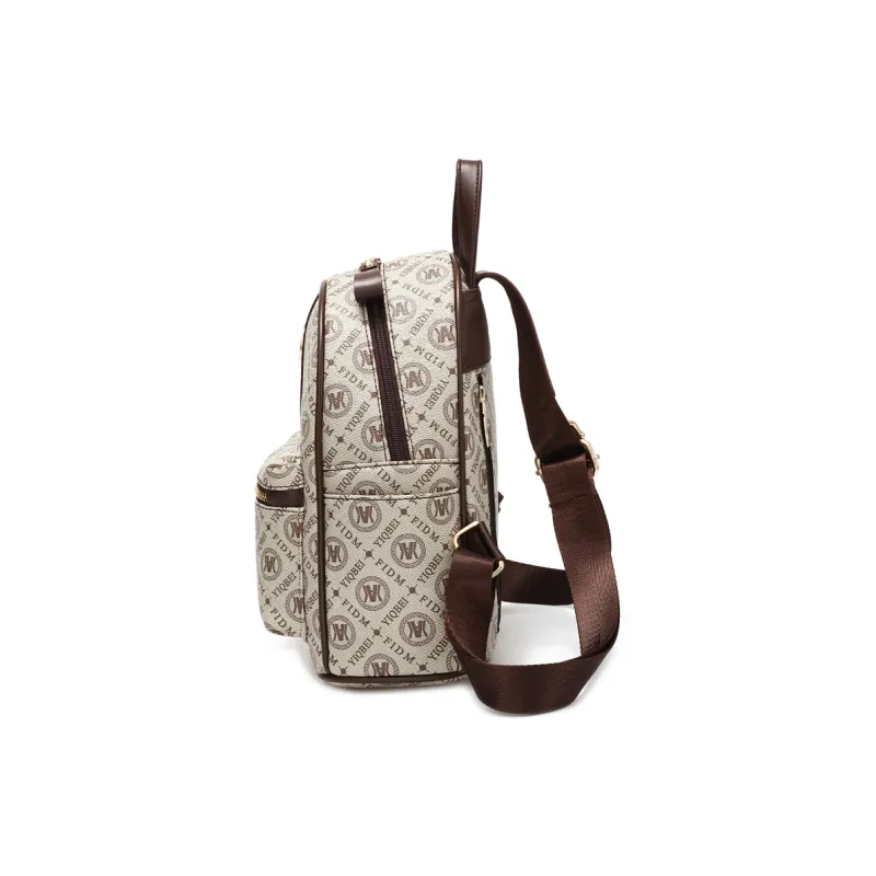 Weymond Soft Leather Travel Backpack Textured Korean Style Backpack Women's Khaki/Coffee/Earth Yellow-2
