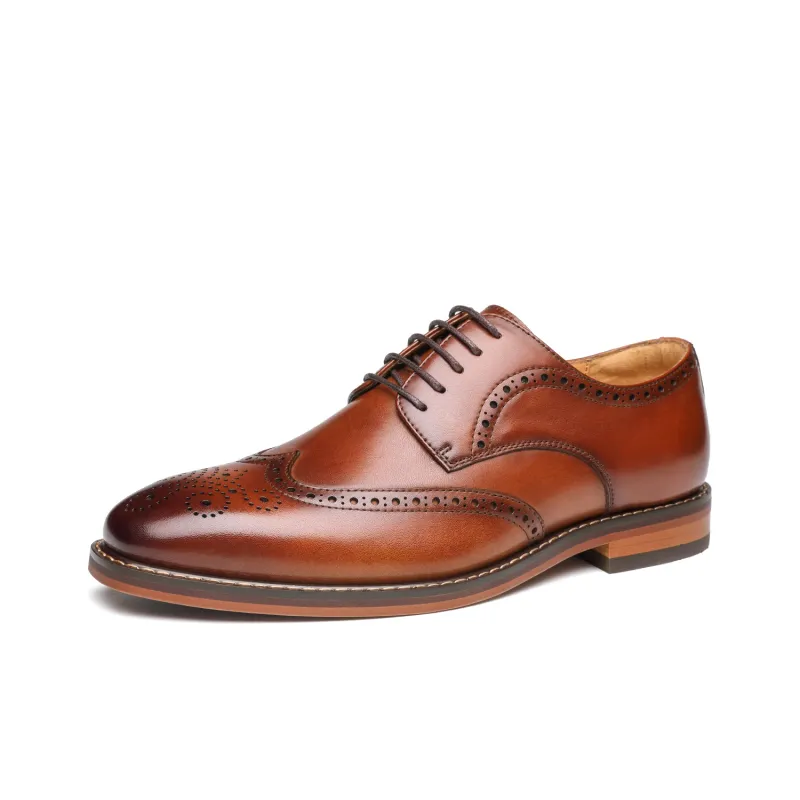 FAPAI Dress Shoes Men Low Top Brown/Black-7
