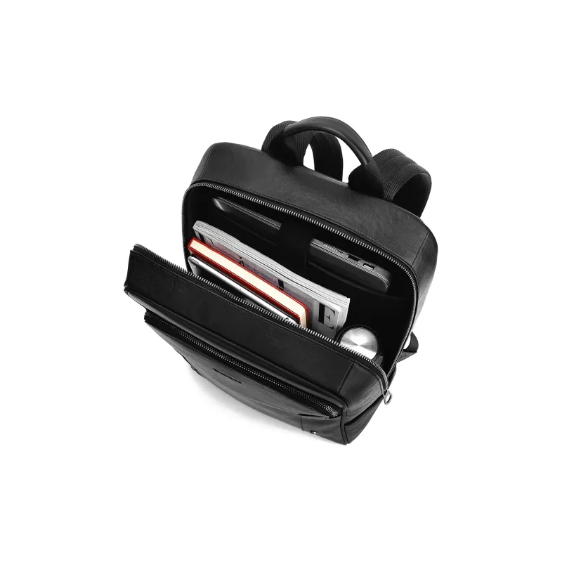 NAVIGARE Cow Leather Laptop Backpack Large Size Men's Black-5