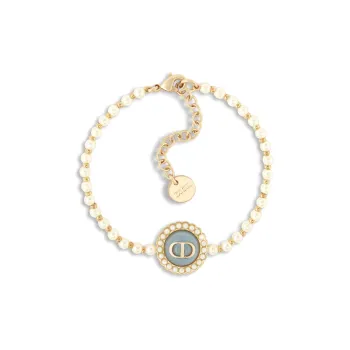 DIOR Metal Resin Pearl Glass Bracelets Women's Gold