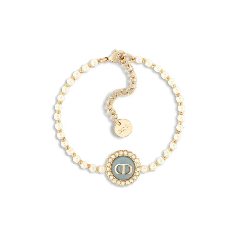 DIOR Metal Resin Pearl Glass Bracelets Women's Gold-0