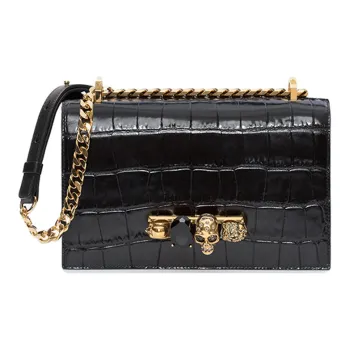 Alexander McQueen JEWELLED SATCHEL Leather Crossbody Bag Shoulder Bag Women's Black