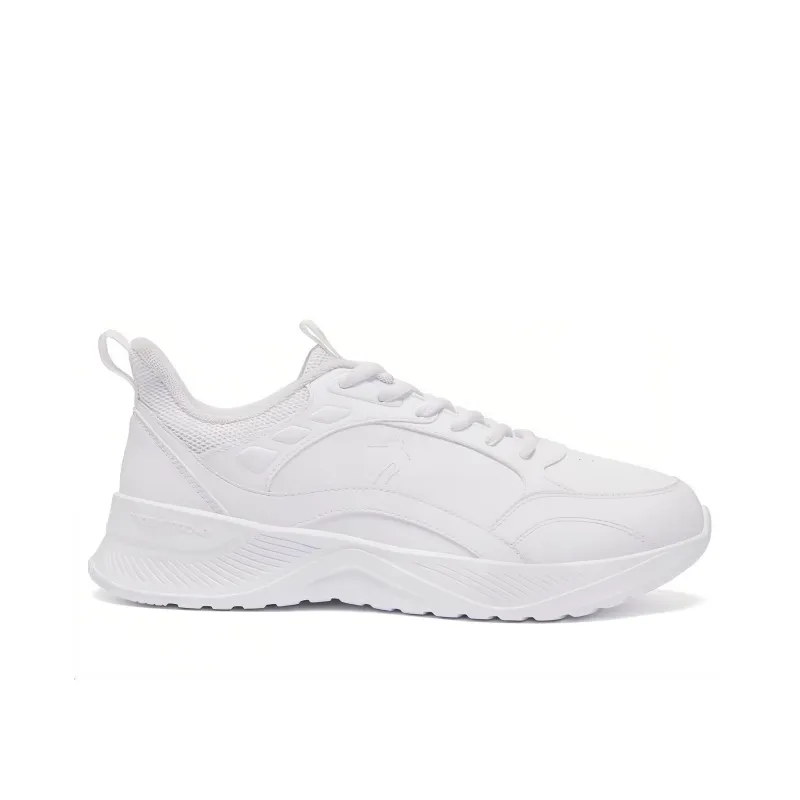 QIAODAN Cushioned Wear Resistant Lightweight Low Top Running Shoes Men's White-1