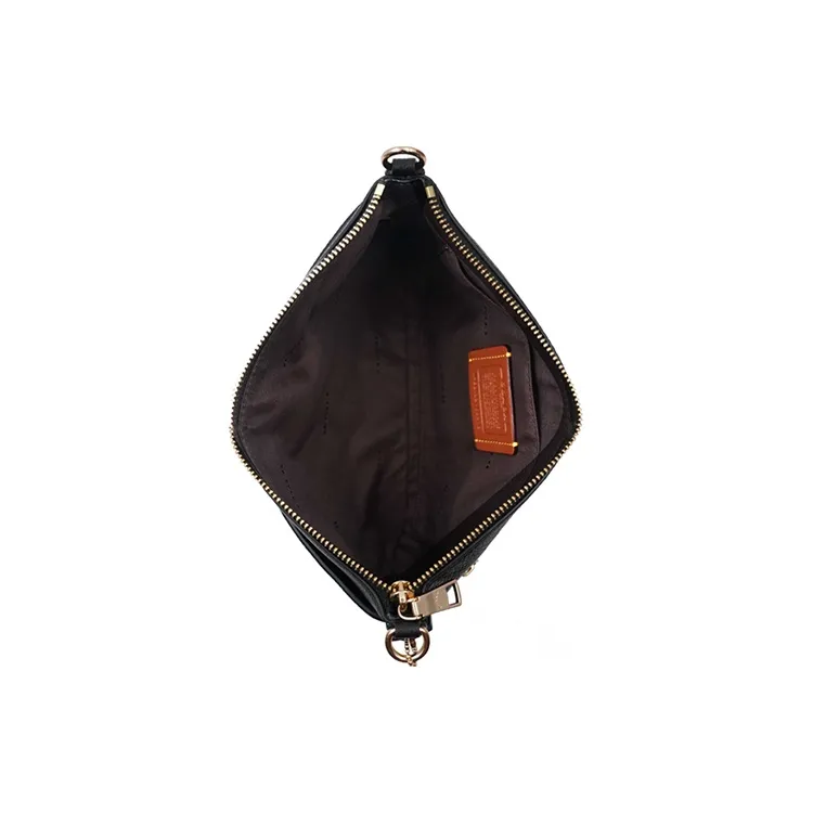 COACH Polly Cow Leather Shoulder Bag Medium Size Women's Black-4