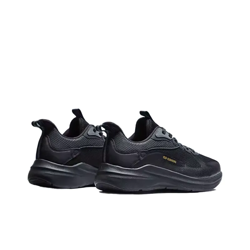 QIAODAN Durable Breathable Low Top Running Shoes Men's Black Gold-2