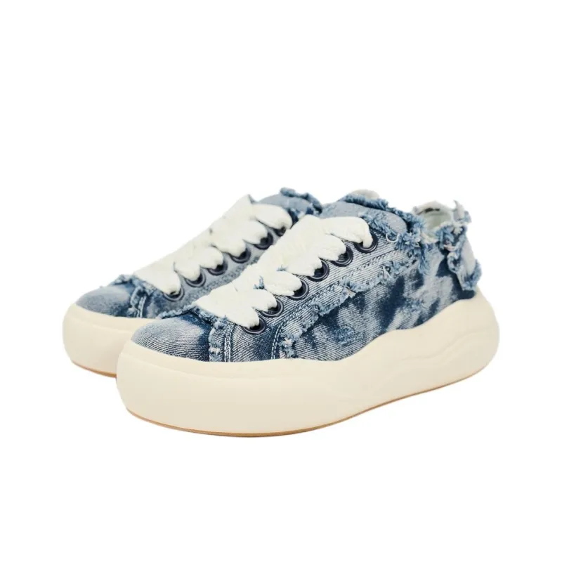 ZARA Low Top Skateboard Shoes Women's Blue White-1