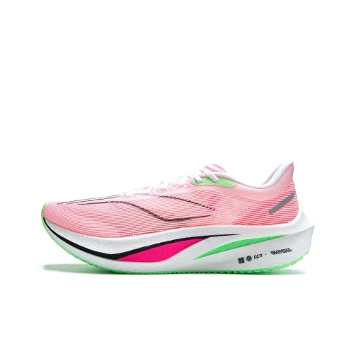 LINING Feidian 4 Challenger Running Shoes Men Low-Top Standard White/Fluorescent Lotus Pink/Fluorescent Melon Orange