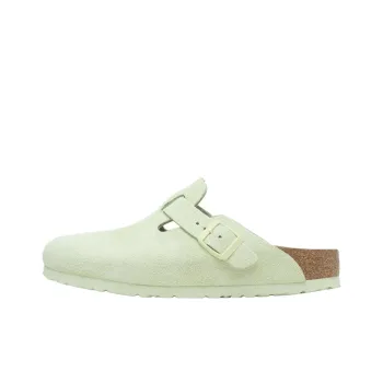 Birkenstock Boston Soft Footbed Suede Leather Narrow Fit Sandals 'Faded Lime'