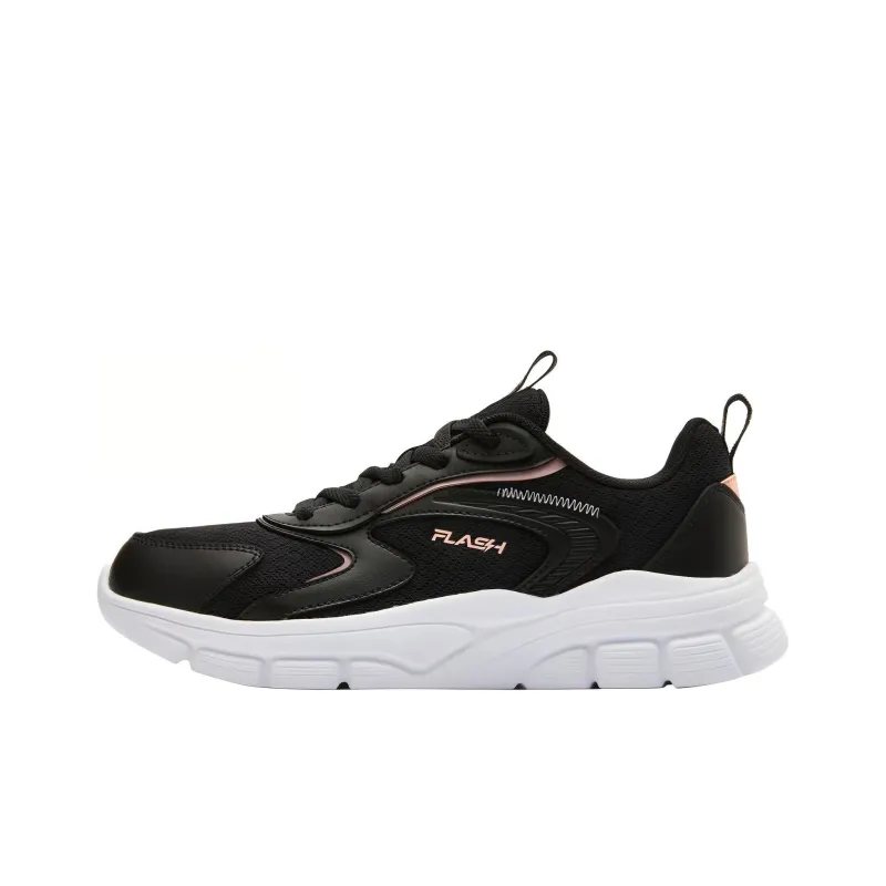 QIAODAN Wear Resistant Low Top Running Shoes Women's Black Pink-0
