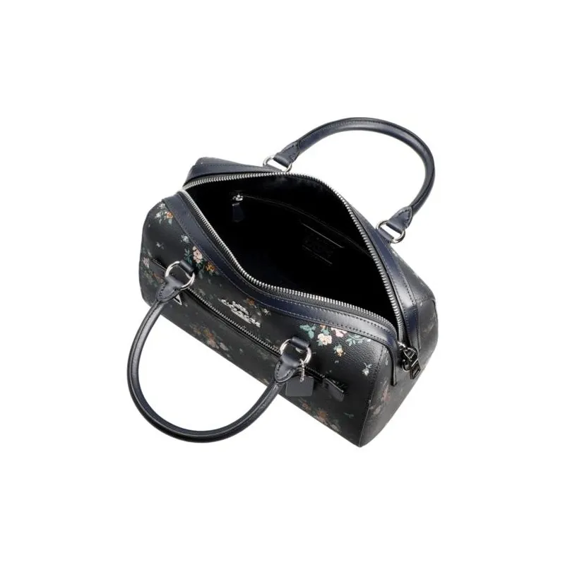 COACH Rowan Leather Crossbody Bag Boston Bag, Shoulder Bag, Crossbody Bag, Handbag Medium Size Women's Black-4