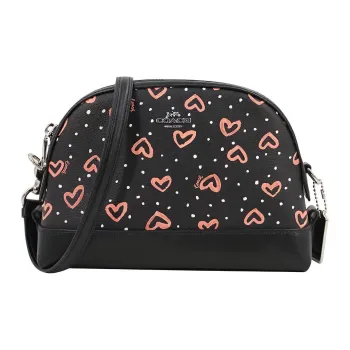 COACH PVC Dome Bag Crossbody Bag Small Size Women's Heart-Shaped Print Black