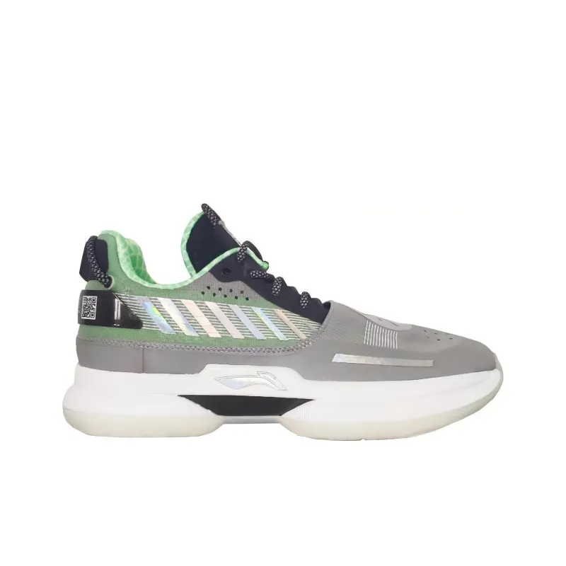 LiNing WOW 7 Way Of Wade 7 TEB Cushioning Coverage Support Low Top Basketball Shoes Men's Gray Green-1