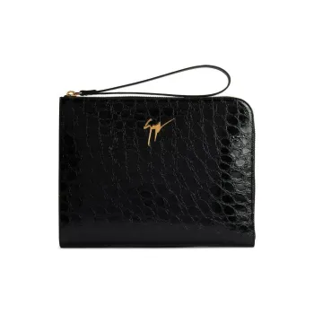 Giuseppe Zanotti Fabian Crocodile embossed Leather Pouch