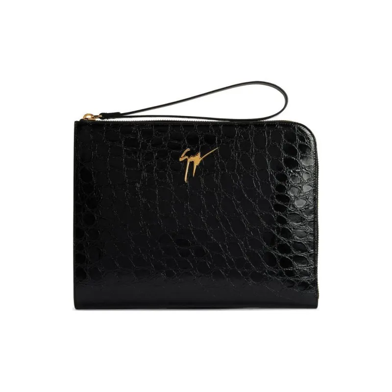 Giuseppe Zanotti Fabian Crocodile embossed Leather Pouch-0