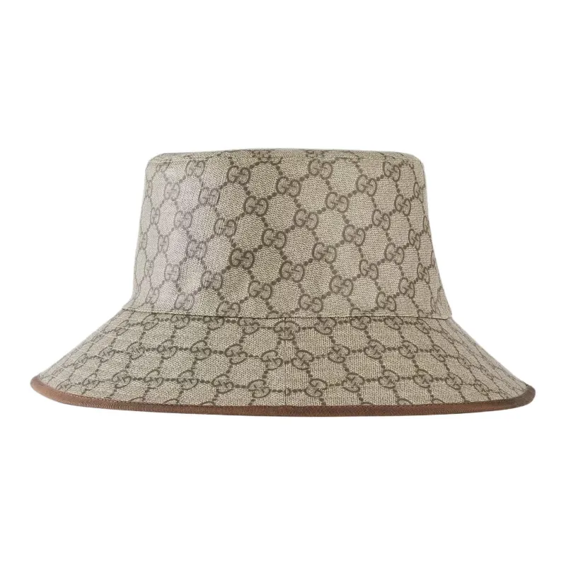 GUCCI Polyester Cotton Polyurethane Coating Viscose Bucket Hats Men's Brown-2