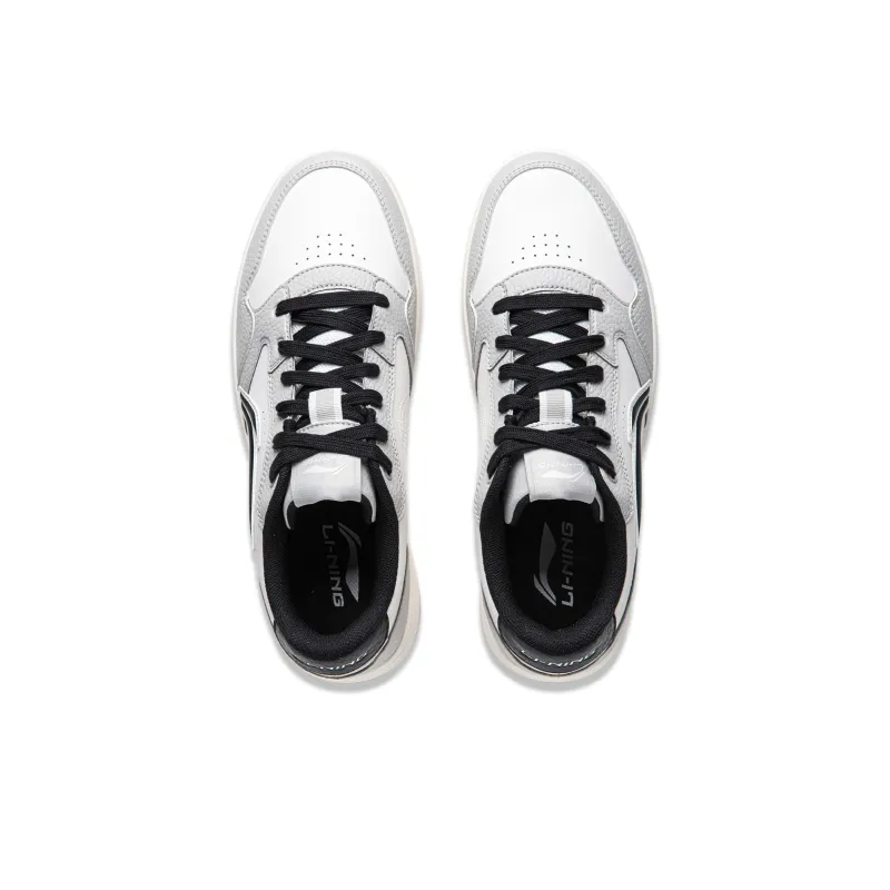 LiNing Tianji Soft Slip Resistant Cushioning Abrasion Resistant Low Top Skateboard Shoes Men's White Gray Black-3