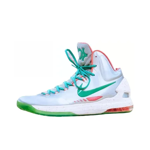 Nike KD 5 Wear-Resistant Low-Top Basketball Shoes Men's White Green Orange
