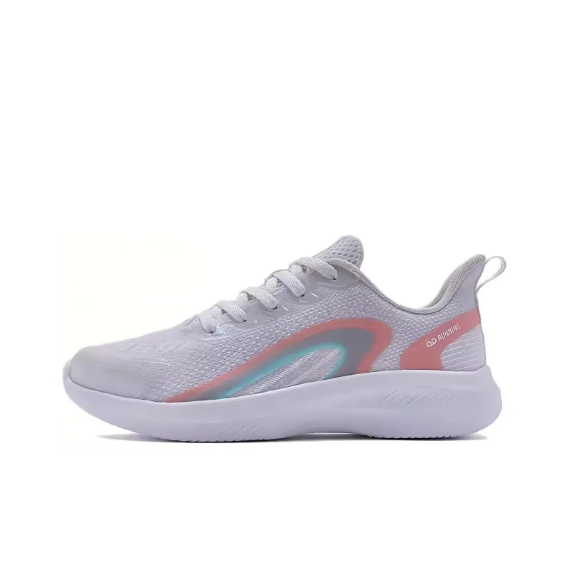 QIAODAN Cushioning Low Top Running Shoes Women's White Pink-0