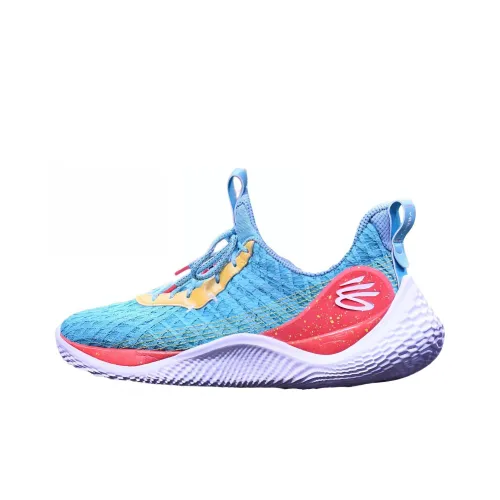 Under Armour CURRY 10 'Eat Learn Play' Durable Breathable Low Top Basketball Shoes Men's Blue Red