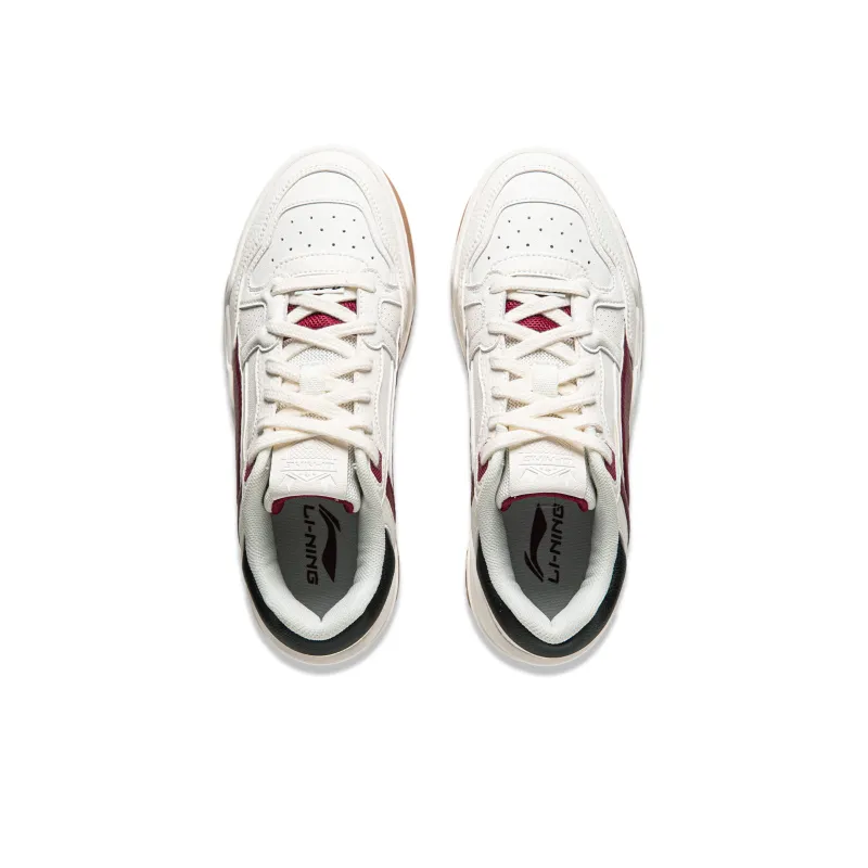 LiNing Moon White 2.0 Anti Slip And Wear Resistant Breathable Low Top Skateboard Shoes Women's White Red-3