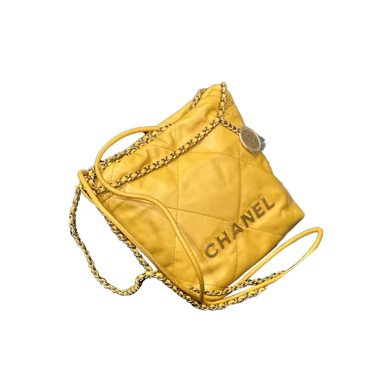 CHANEL 22Bag Bright Calfskin Bucket Bags Crossbody Bag, Shoulder Bag Women's Bright Yellow-1