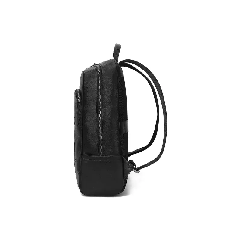 NAVIGARE Cow Leather Laptop Backpack Large Size Men's Black-3