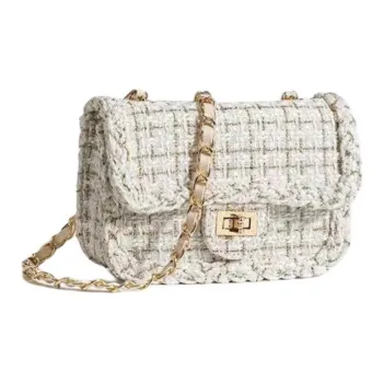 Carksky Cotton Chain Small Square Bag Shoulder Bag Small Size Women's White/Black/Red