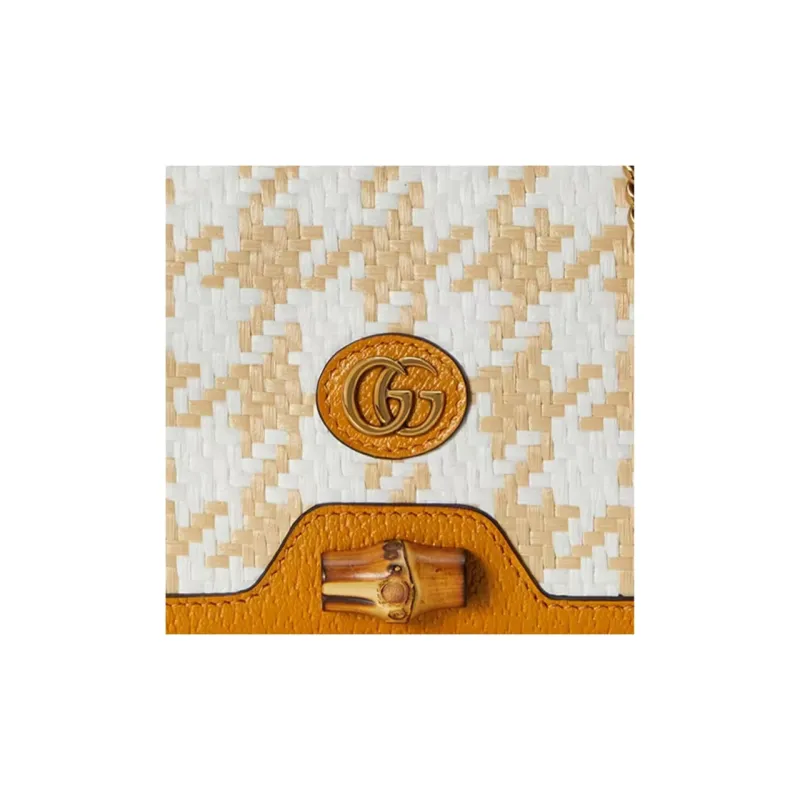 GUCCI Diana Leather Trim Shoulder Bag Crossbody Bag Women's Beige/Orange-7