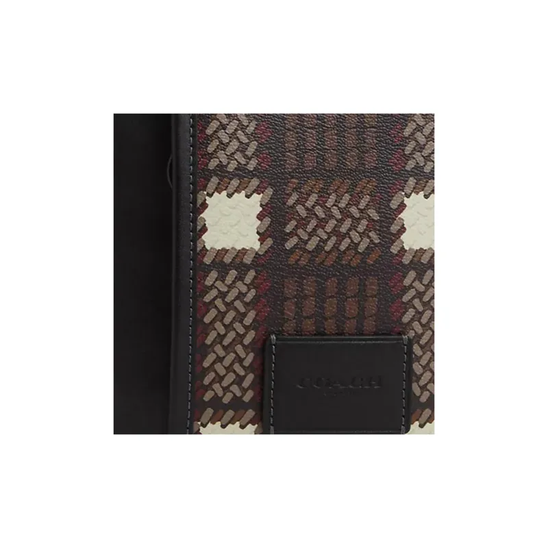 COACH Edge Canvas With Leather Shoulder Bag, Crossbody Bag, Sling Bag Mini Men's Bronze & Black Multicolor-2