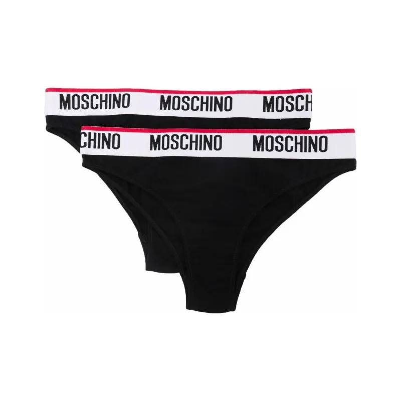 MOSCHINO Logo band Cotton blend Briefs Pack Of Two-0