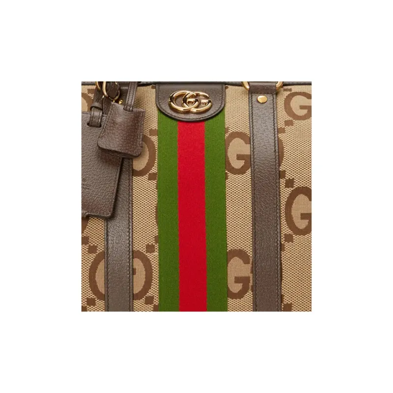 GUCCI Canvas Luggage Bag Handbags Unisex Brown-7