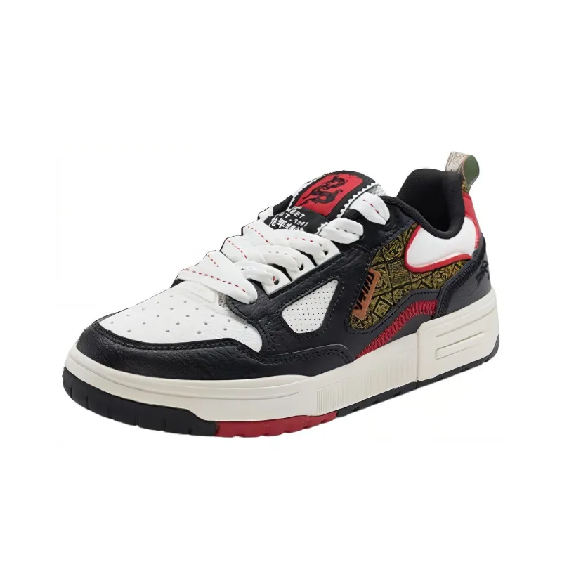 China Post x XTEP New Dawn Cushioning Low Top Skateboard Shoes Men's Black White Red-1