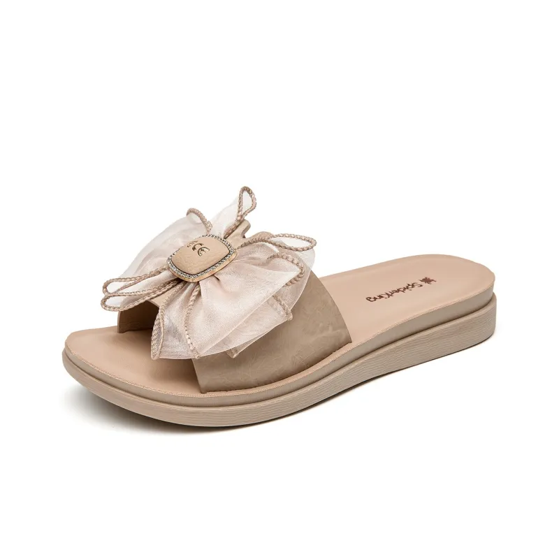 Spider King Slide Slippers 1.7cm Women's Apricot-1