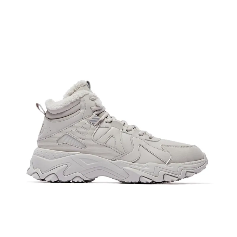 QIAODAN Cushioning Wear Resistant High Top Running Shoes Men's Gray-1