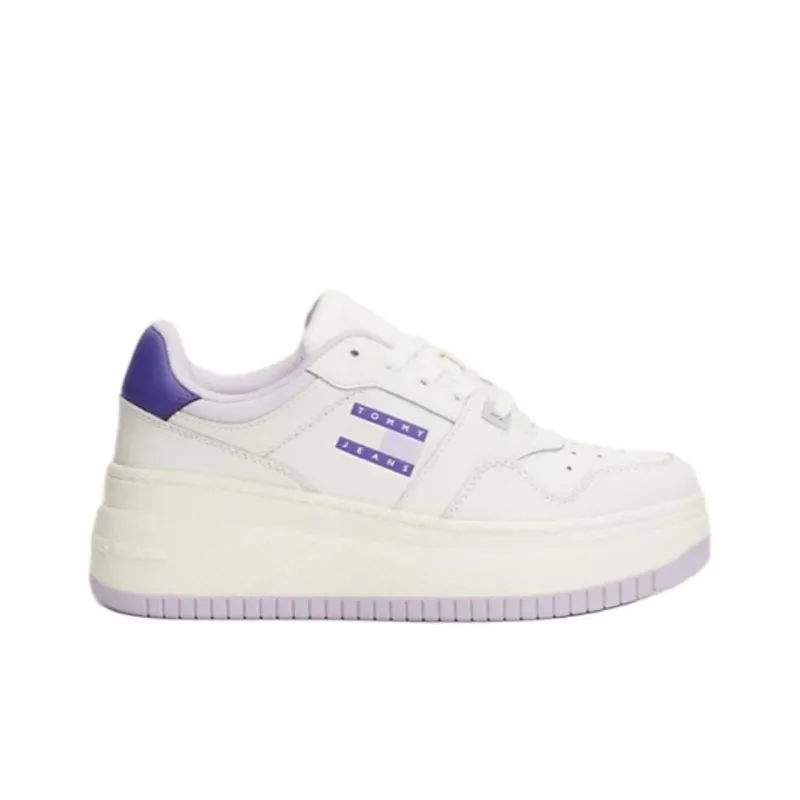 Tommy Hilfiger Low Top Skateboard Shoes Women's White Purple-1