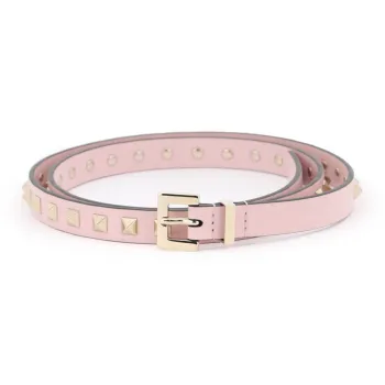 Valentino Stud Decoration Pin Buckle Leather Belts Women's Pink