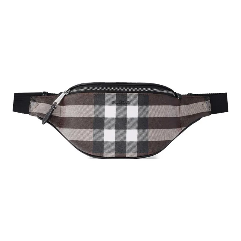 Burberry Leather Cotton With Polyurethane Sling Bag, Fanny Pack Medium Size Men's Dark Umber-1