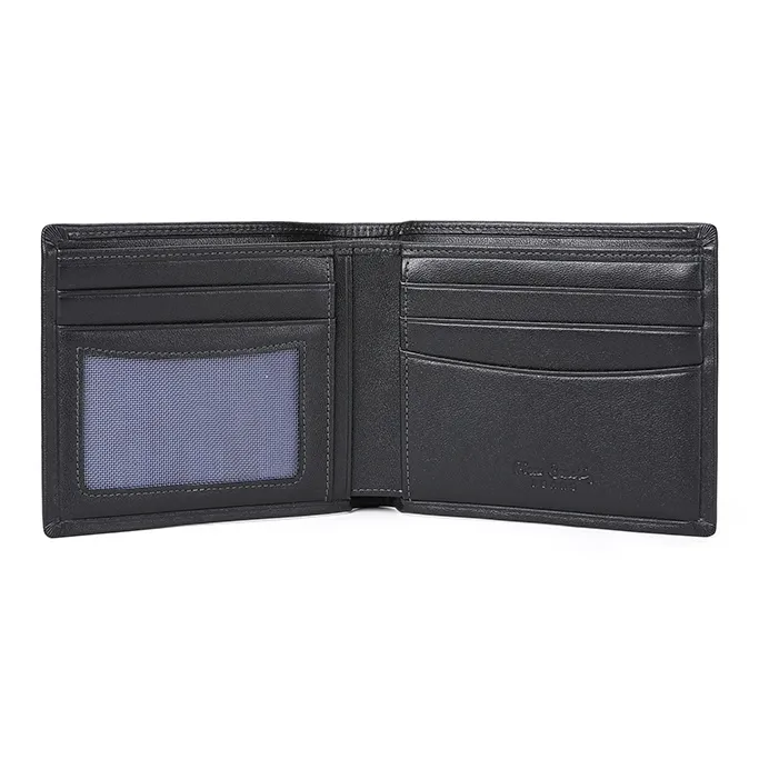 PIERRE CARDIN Genuine Leather Men's Wallet Top Grain Cow Leather Cropped Men's Black-4