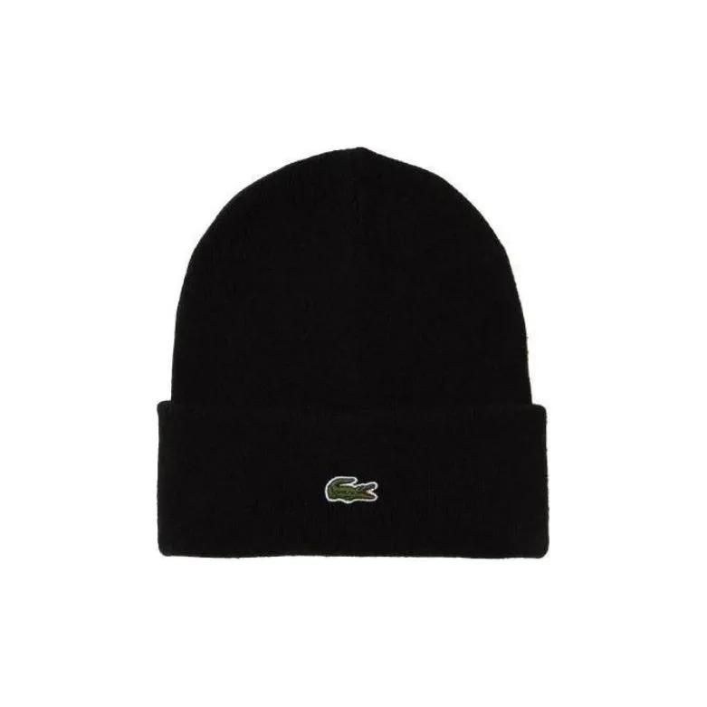 LACOSTE Cotton Beanies Unisex Black-0