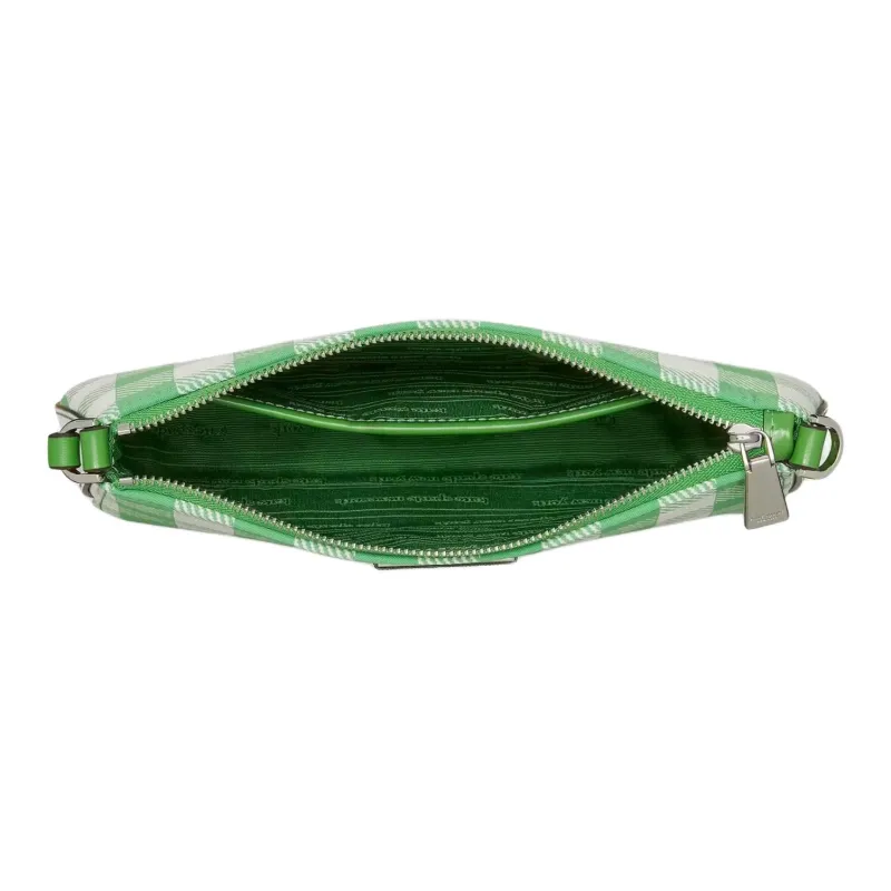 Kate Spade Sam Recycled Jacquard Fabric With Leather Clutch One Shoulder Handbag Mini Women's Green-3