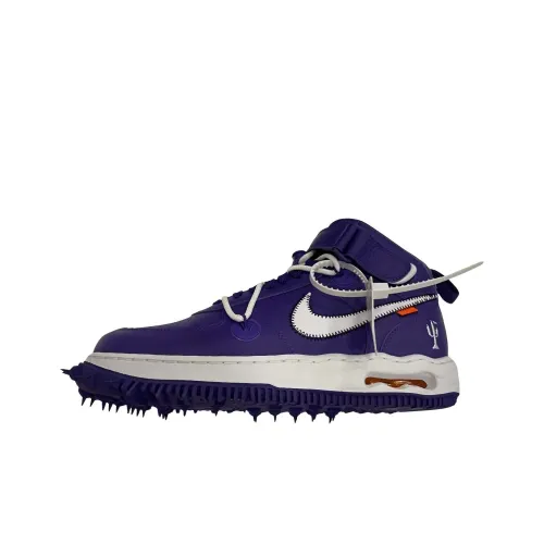 OFF-WHITE x Nike Air Force 1 Anti-Slip Wear-Resistant Mid-Top Skateboard Shoes Men's Purple